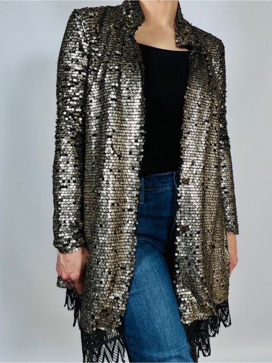 Free People Jackets & Blazers - Free People Stardust Lace Metallic Sequin Jacket